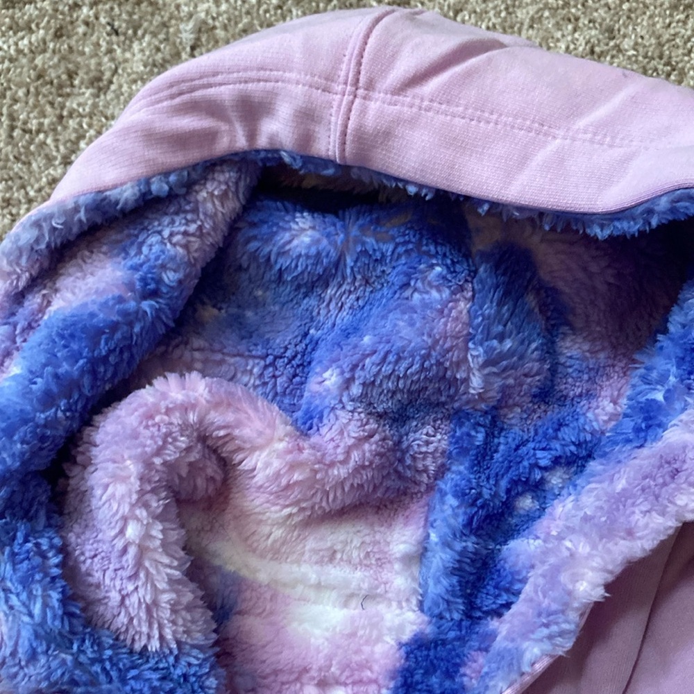 Lands' End Pink and Blue Hoodie Sweatshirt REVERSIBLE NWT Girls XL Womens Small - Picture 3 of 5